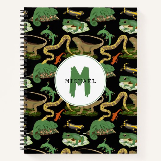Reptilien, Eidechsen und Amphibien Monogramm der K Notizblock (Vorderseite)