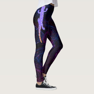 Reptilien-inspirierte leuchtend violette Gecko-Leg Leggings