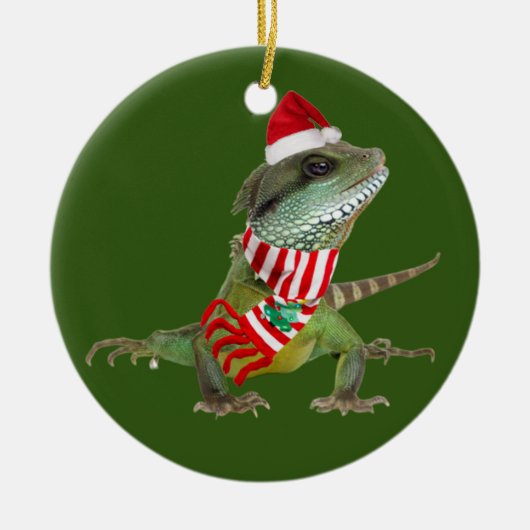 Reptilien mit Hutschuh Weihnachten Keramik Ornament (Vorne)