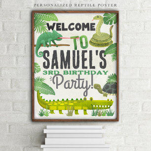 Reptilien Personalisiert Geburtstagsparty Begrüßun Poster