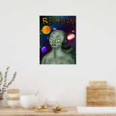 Reptilische Alien mit dem Weltraum Poster (Küche)