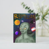 Reptilische Alien mit dem Weltraum Postkarte (Stehend Vorderseite)
