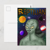 Reptilische Alien mit dem Weltraum Postkarte (Vorne/Hinten)