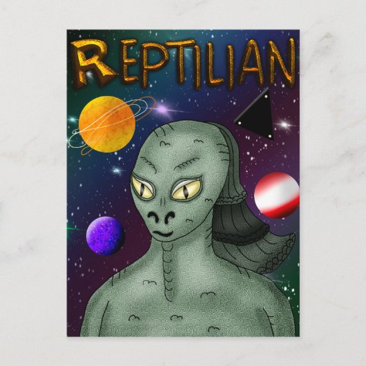 Reptilische Alien mit dem Weltraum Postkarte (Vorderseite)