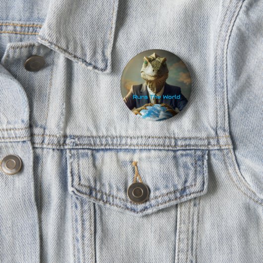 Reptiloiden regieren die Welt Button (Beispiel)