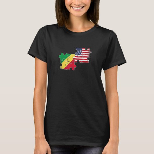 Republic Congo USA Congolese American Flag T-Shirt (Vorderseite)