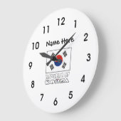 Republic of Korea and South Korean Flag Your Name Große Wanduhr (Winkel)