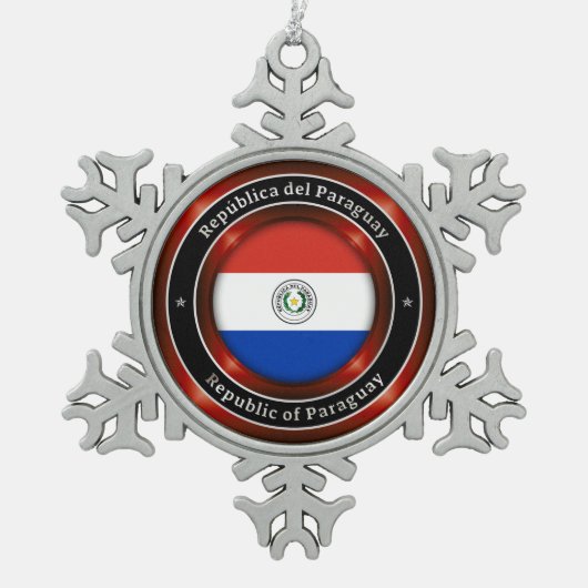Republic of Paraguay Schneeflocken Zinn-Ornament (Vorderseite)