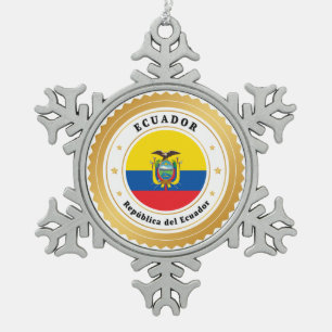 República del Ecuador Schneeflocken Zinn-Ornament