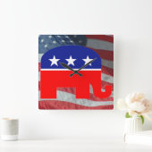 republican elephant clock quadratische wanduhr (Zuhause)