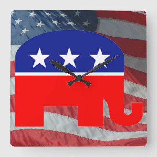 republican elephant clock quadratische wanduhr (Vorderseite)