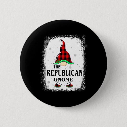 Republican Gnome Buffalo Plaid Matching Family Xma Button (Vorderseite)