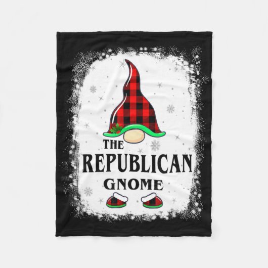 Republican Gnome Buffalo Plaid Matching Family Xma Fleecedecke (Vorderseite)