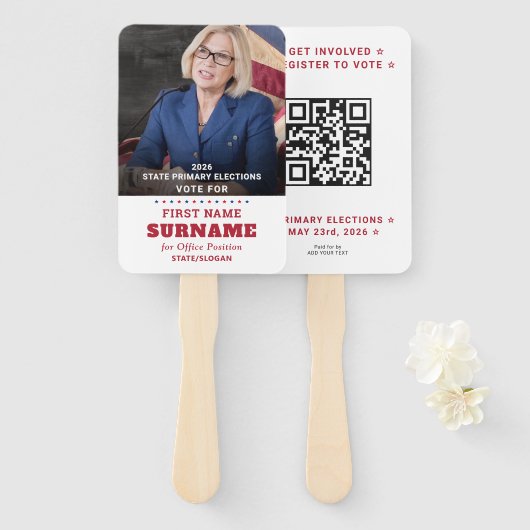Republican Party Campaign Personalized QR & Photo Fächer (Vorne und Hinten)