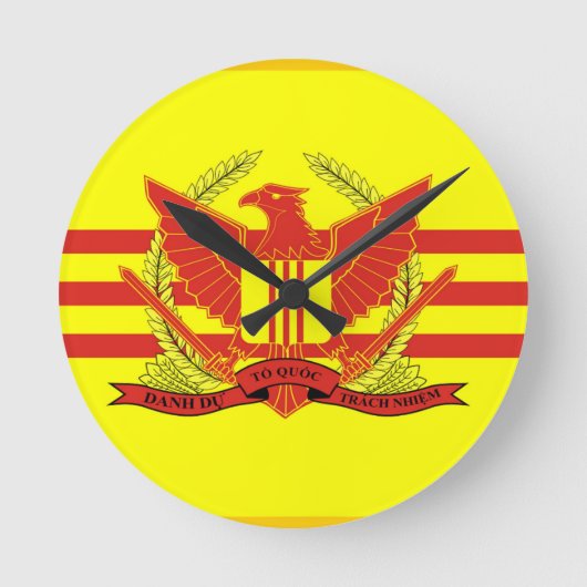 Republik der Südvietnam-Streitkraft-Flagge Runde Wanduhr (Vorderseite)