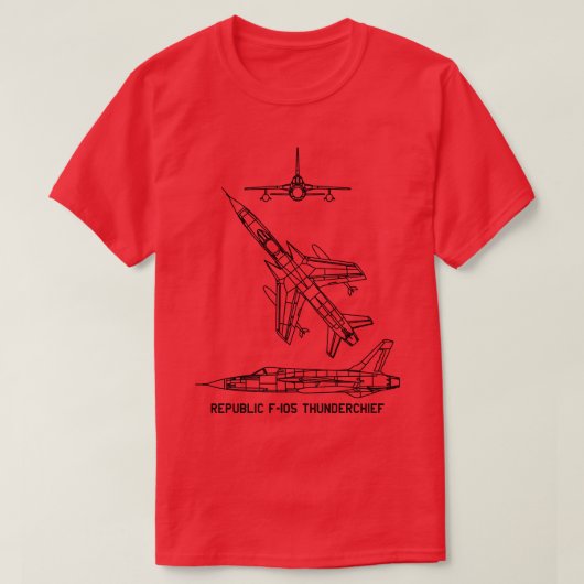 Republik F105 ThunderChief American Flugzeug Bluep T-Shirt (Design vorne)