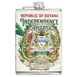 Republik Guyana 60. Unabhängigkeitsjubiläum Flachmann