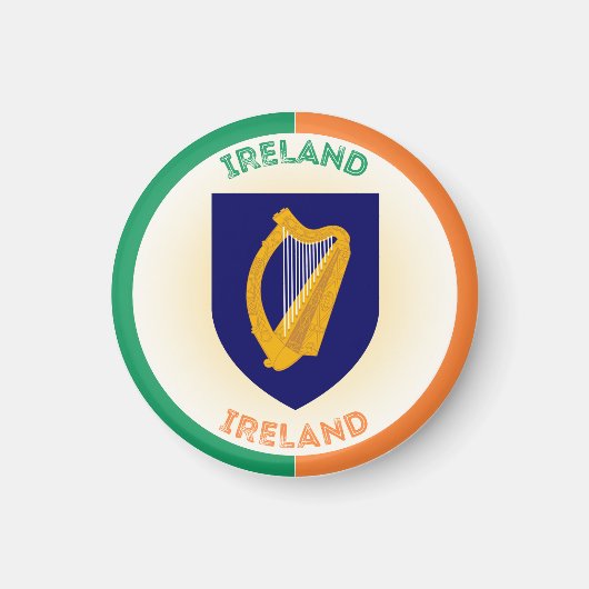 Republik Irland Coat of Arms Circle Shape Magnet (Vorne)
