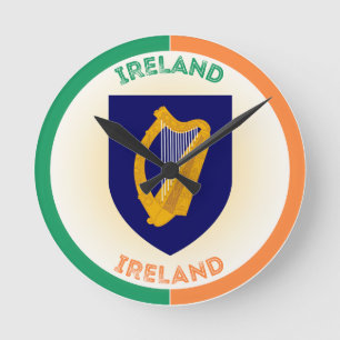Republik Irland Coat of Arms Circle Shape Runde Wanduhr