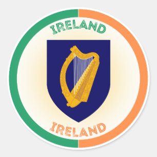 Republik Irland Coat of Arms Circle Shape Runder Aufkleber
