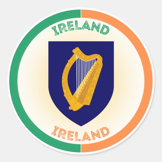 Republik Irland Coat of Arms Circle Shape Runder Aufkleber (Vorderseite)