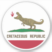 Republik Kalifornien Flag T-rex Dinosaurier Aufkleber (Vorderseite)