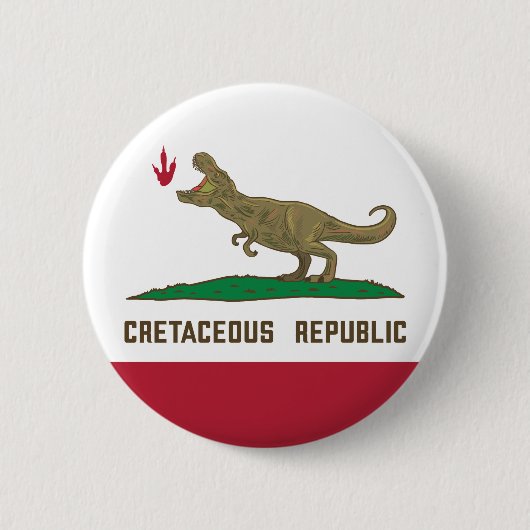 Republik Kalifornien Flag T-rex Dinosaurier Button (Vorderseite)