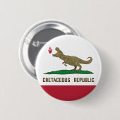Republik Kalifornien Flag T-rex Dinosaurier Button (Vorne & Hinten)