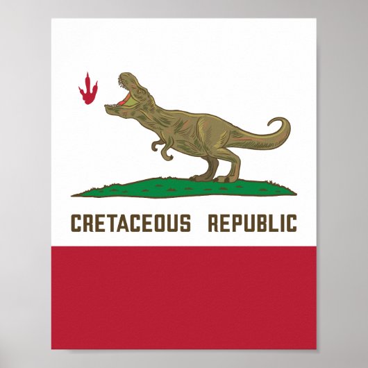 Republik Kalifornien Flag T-rex Dinosaurier Poster (Vorne)