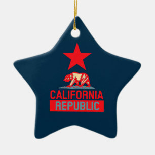 Republik Kalifornien in Rot-Blau-Dekoration Keramikornament