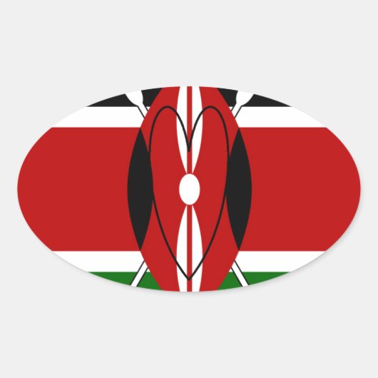 Republik Kenia Nationalflagge Schwarz-Grün Ar Ovaler Aufkleber (Vorderseite)