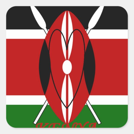 Republik Kenia Nationalflagge Schwarz-Grün Ar Quadratischer Aufkleber (Vorderseite)