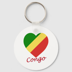 Republik Kongo-Flaggen-Herz Schlüsselanhänger