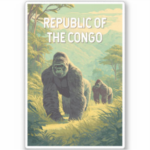 Republik Kongo Illustration Reise Kunst Aufkleber