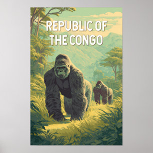 Republik Kongo Illustration Reise Kunst Poster