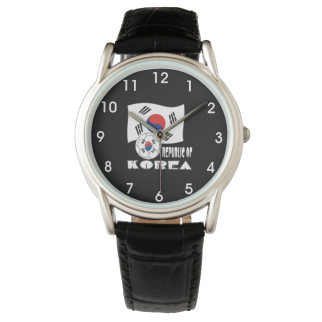Republik Korea (Südkorea) - Fußballball und Flagge Armbanduhr (Vorderseite)