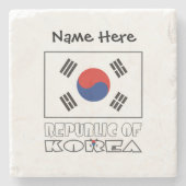 Republik Korea Südkoreanische Flaggenschwarz perso Steinuntersetzer (Vorderseite)