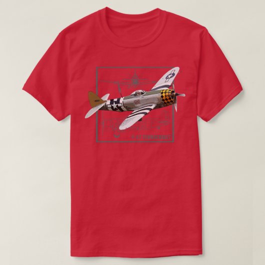 Republik P47 Thunderbolb WW2 Kämpfer-Flugzeug T-Shirt (Design vorne)