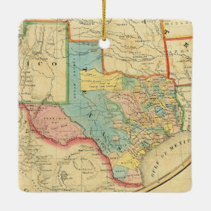 Republik Texas 1851 Karte Keramikornament