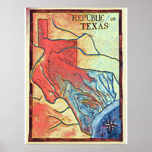 Republik Texas Kartenposter Poster (Vorne)