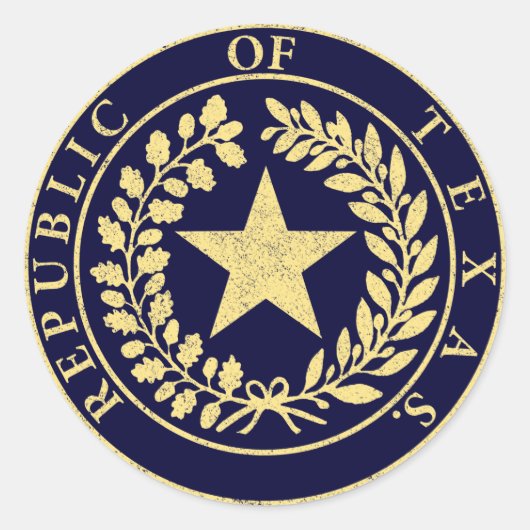 Republik Texas - Siegel Runder Aufkleber (Vorderseite)