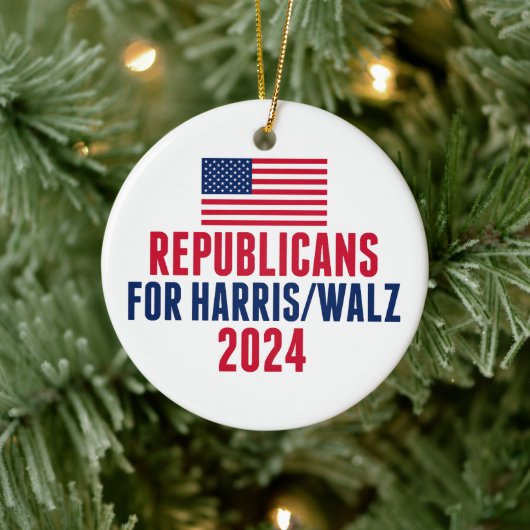 Republikaner für Harris Walz - Amerikanische Weihn Keramik Ornament (Baum)