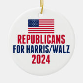 Republikaner für Harris Walz - Amerikanische Weihn Keramik Ornament (Vorne)