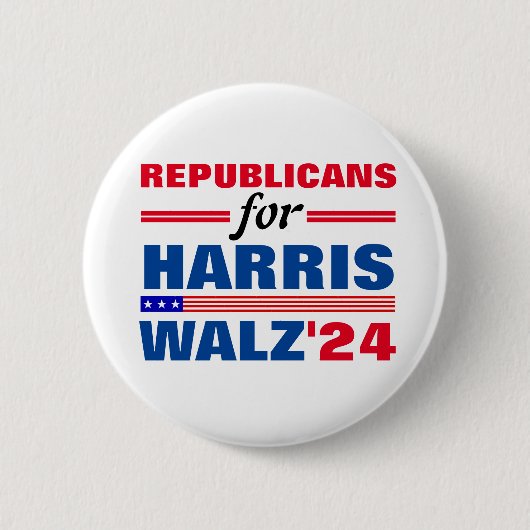 Republikaner für Harris Walz Red Blue Button (Vorderseite)