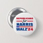 Republikaner für Harris Walz Red Blue Button (Vorne & Hinten)