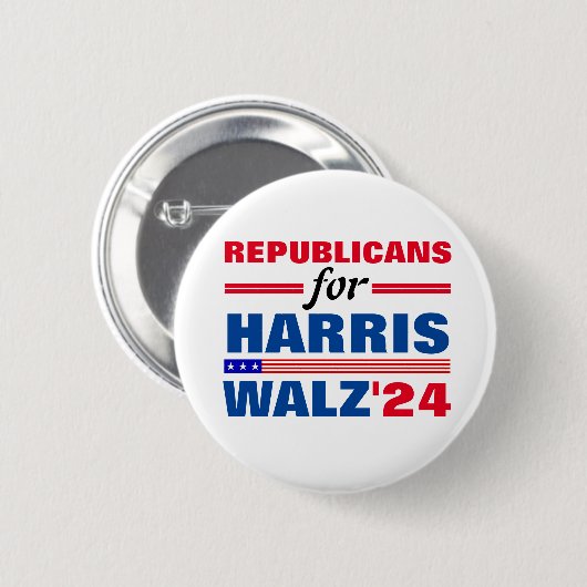 Republikaner für Harris Walz Red Blue Button (Vorne & Hinten)
