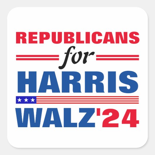 Republikaner für Harris Walz Red Blue Quadratischer Aufkleber (Vorderseite)