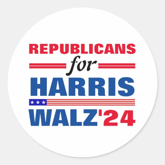 Republikaner für Harris Walz Red Blue Runder Aufkleber (Vorderseite)