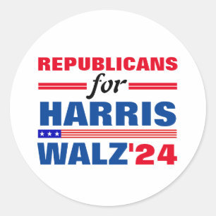 Republikaner für Harris Walz Red Blue Runder Aufkleber