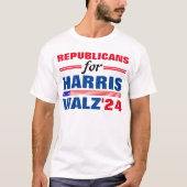 Republikaner für Harris Walz Red Blue T-Shirt (Vorderseite)